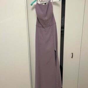 Sleeveless Lavender Halter Evening Dress by